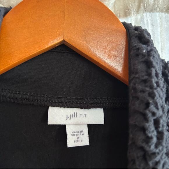 J. Jill Fit Quilted Sherpa Snap Front Fleece Jacket Black Soft Size M Petite - Picture 4 of 6